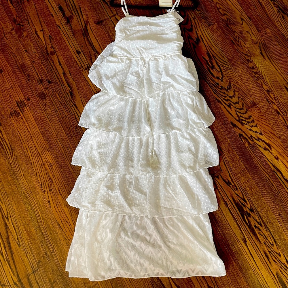 Ellejay x REVOLVE Andrea Maxi sun Dress white POLKA dots ruffles Size S $258 NWT